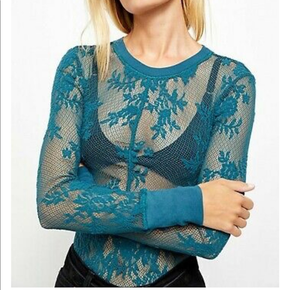 Free people lace long sleeve blouse